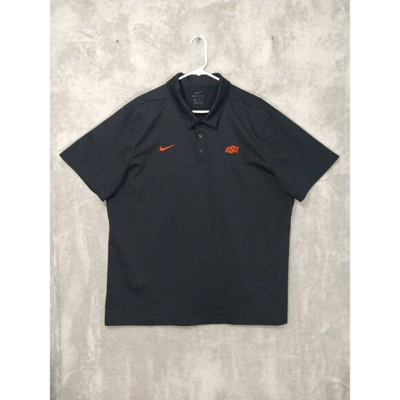 Nike Shirt Mens 2XL Black Polo Oklahoma State Cowboys Dri Fit Short Sleeve Golf - Picture 1 of 8
